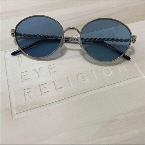 Elie Saab 039 Silver Sunglasses with Blue Lenses - Picture 1 of 2